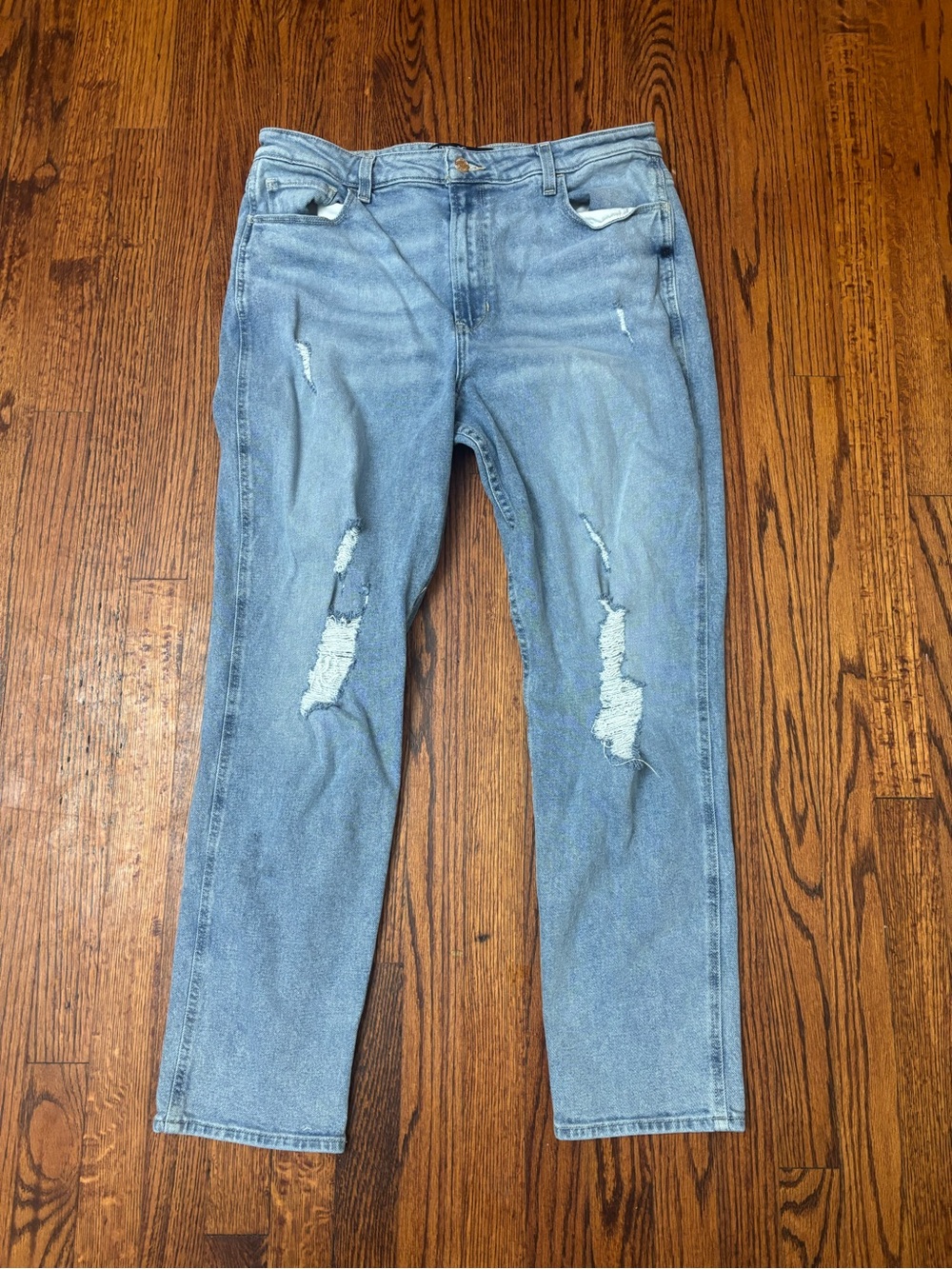 Hollister Light Blue Distressed Straight-Leg Jeans